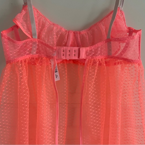 New! Victoria’s Secret Peekaboo Mesh Open-Cup Babydoll neon orange 20251 - Picture 7 of 11